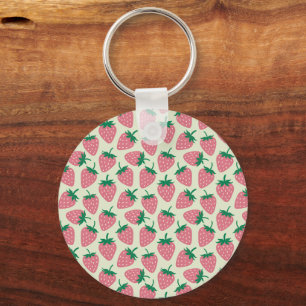 Chaveiro Padrão de Verão Morango Rosa