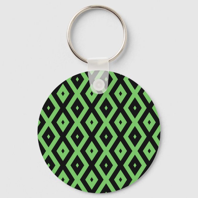 Chaveiro Padrão de verde limão e diamante preto (Frente)