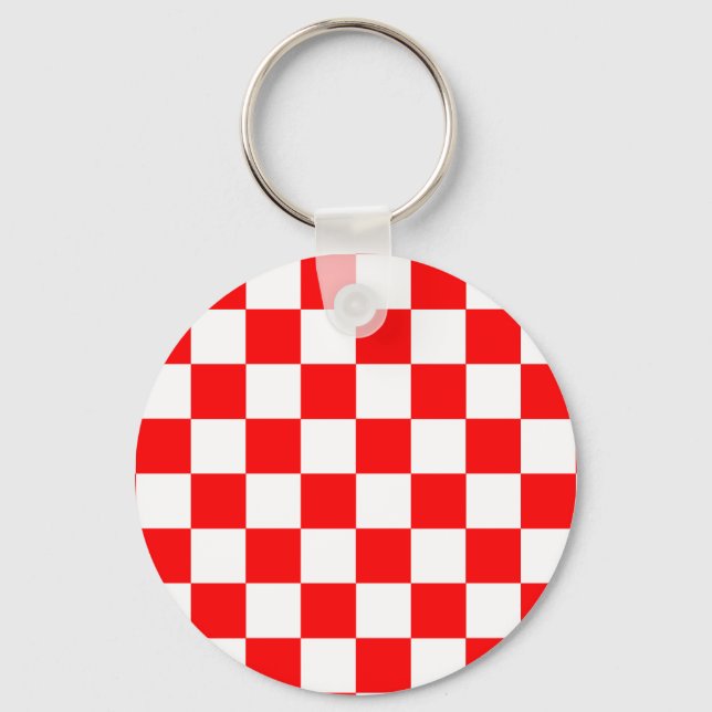 Chaveiro Padrão de Verificação de Branco Vermelho (Frente)