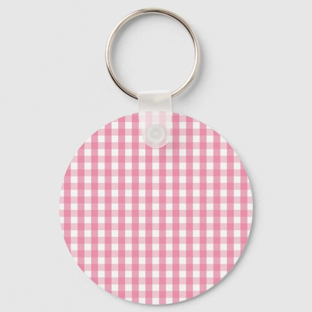 Chaveiro Padrão de Verificação de Gingham Rosa (Frente)