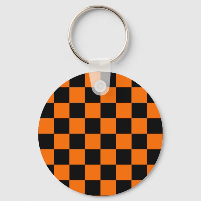 Chaveiro Padrão de Verificação Preto Laranja (Frente)