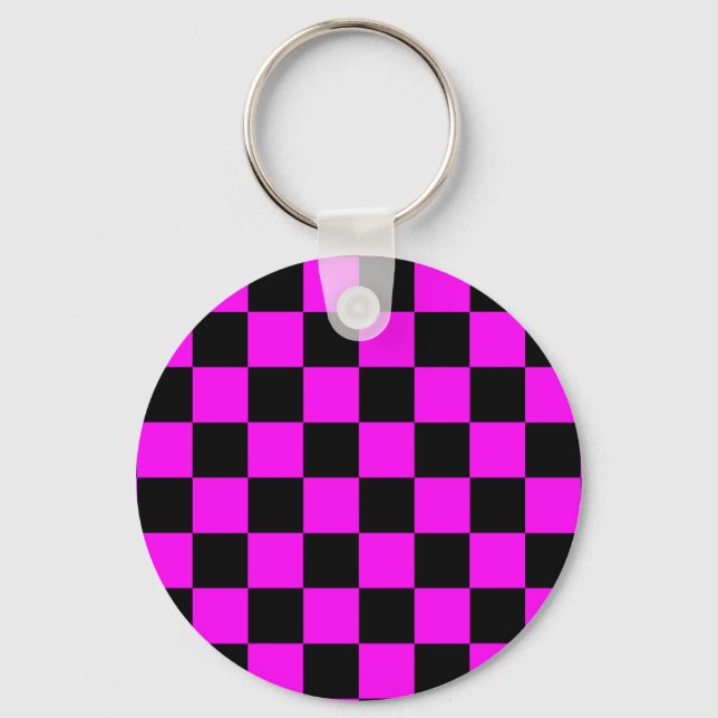 Chaveiro Padrão de Verificação Preto Roxo (Frente)