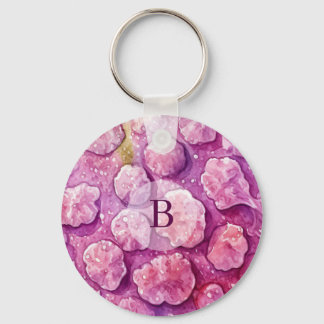 Chaveiro Padrão de Vírus de Bactérias de Monograma Rosa