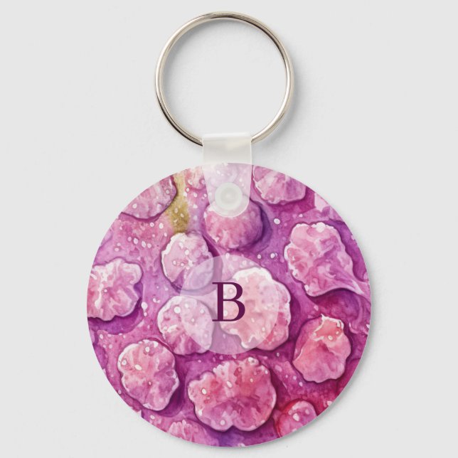 Chaveiro Padrão de Vírus de Bactérias de Monograma Rosa (Frente)