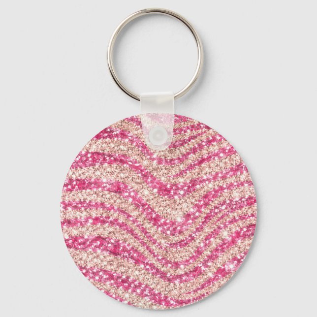 Chaveiro Padrão de Zebra com Brilho Rosa Menina             (Frente)