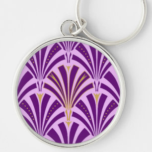 Chaveiro Padrão do ventilador Art Deco - roxo e orquídea
