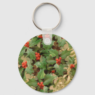 Chaveiro Padrão Festivo da Trabalho de arte de Natal Holly
