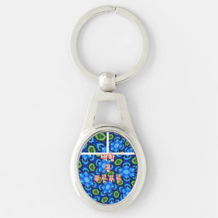 Chaveiro Padrão Floral abstrato Azul