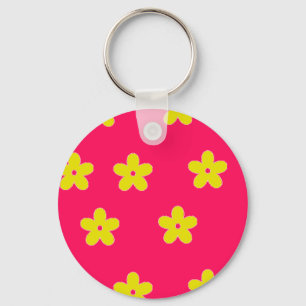 Chaveiro Padrão floral amarelo a rosa