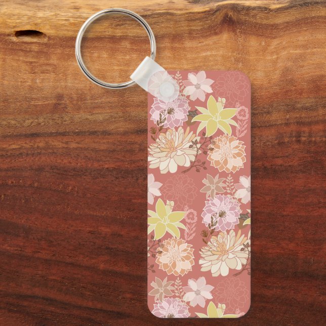 Chaveiro Padrão Floral Boho Rústico (Frente)