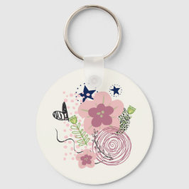 Chaveiro Padrão Floral Bonito