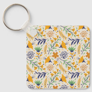 Chaveiro Padrão Floral Colorido à Mão- 23595