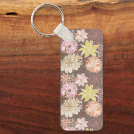 Chaveiro Padrão Floral de Asfalto Boho Rústico