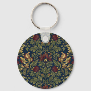 Chaveiro Padrão Floral de Romã Azul-Marinho William Morris