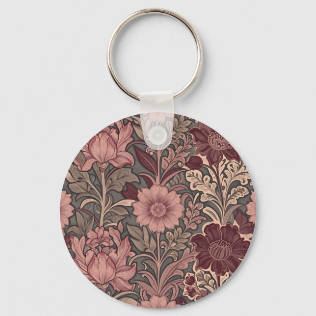 Chaveiro Padrão Floral Inspirado em William Morris (Frente)
