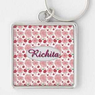 Chaveiro Padrão floral personalizado e customizado em aquar