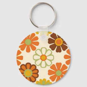 Chaveiro Padrão Floral Retro Daisy
