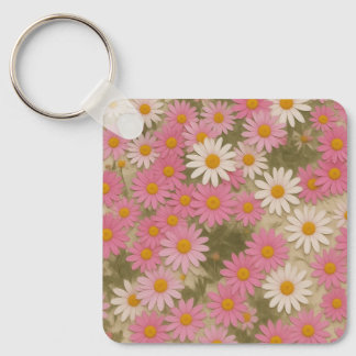 Chaveiro Padrão Floral Retro de Margarida Design Estético