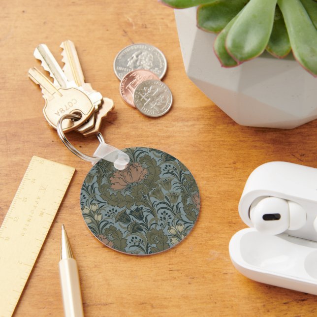Chaveiro Padrão Floral Vitoriano Antigo Terracota Sage (Mesa)