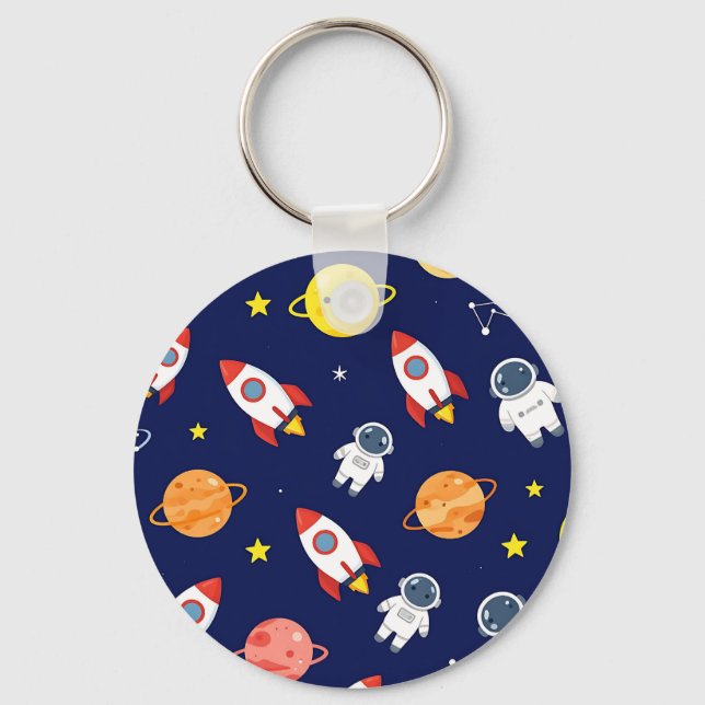 Chaveiro Padrão Fofo de Explorador Espacial Infantil (Frente)
