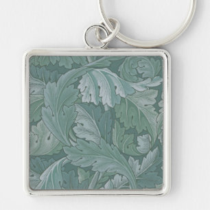 Chaveiro Padrão Folha de Acanto Azul Teal de William Morris
