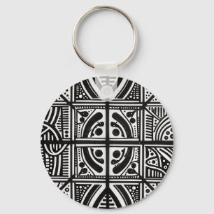 Chaveiro Padrão Geométrico Abstrato Preto e Branco