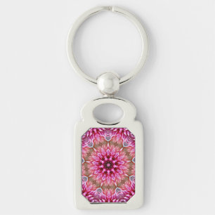 Chaveiro Padrão Geométrico de Flor Cor-de-Rosa Mandala - 67