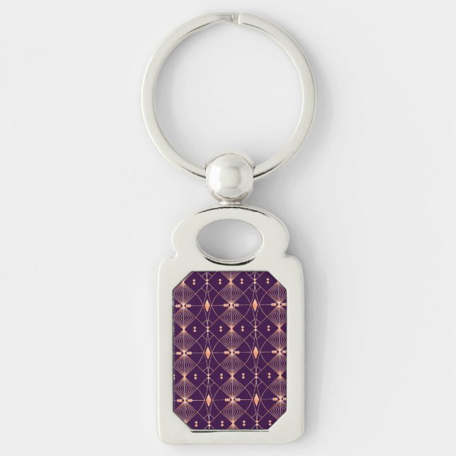 Chaveiro Padrão geométrico elegante com diamante laranja (Frente)