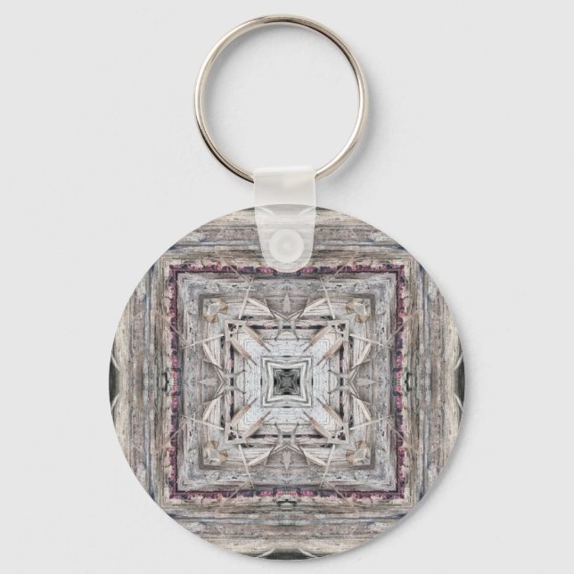 Chaveiro Padrão Inspirado Aztec bonito Tingido Rosa (Frente)