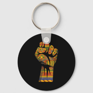 Chaveiro padrão kente africano punho erguido poder negro