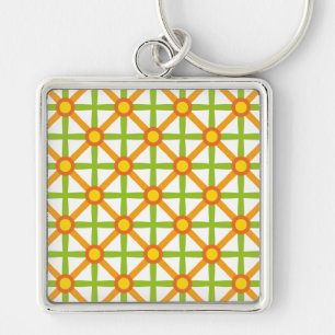 Chaveiro Padrão laranja verde e amarelo inspirado no retro