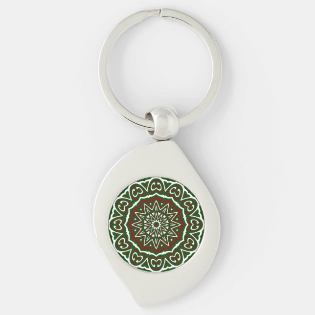 Chaveiro Padrão Mandala de Natal Groovy Maximalista Ornamen (Frente)