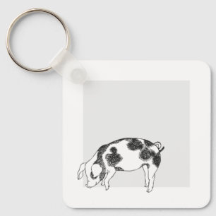 Chaveiro Padrão Minimalista de Linha de Porco Cottagecore V