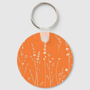Chaveiro Padrão Mínimo de Flor Silvestre Laranja Queimada