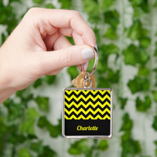 Chaveiro Padrão personalizável de divisa amarelo e preto