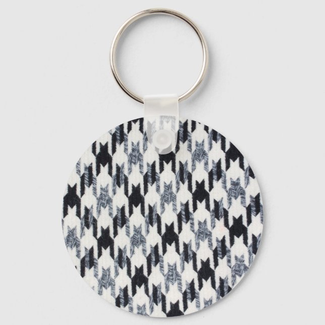 Chaveiro Padrão preto e branco da houndstooth (Frente)