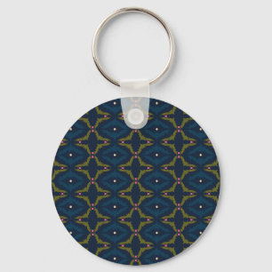 Chaveiro Padrão Retro Vintage Deep Blue