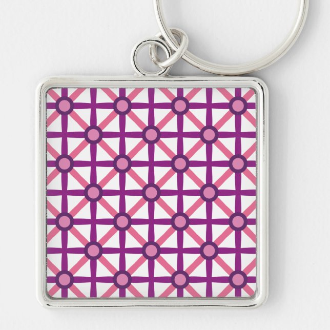 Chaveiro Padrão Rosa e Roxo Funky (Frente)