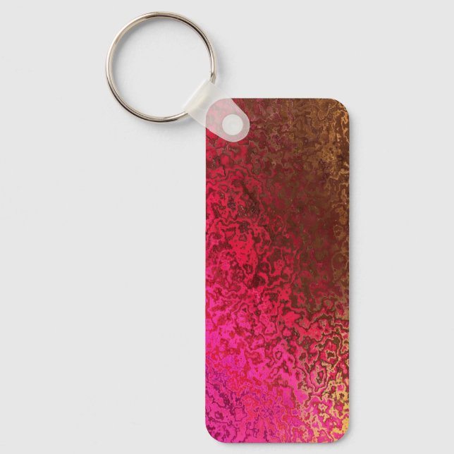 Chaveiro Padrão Rosa, Vermelho e Dourado (Frente)