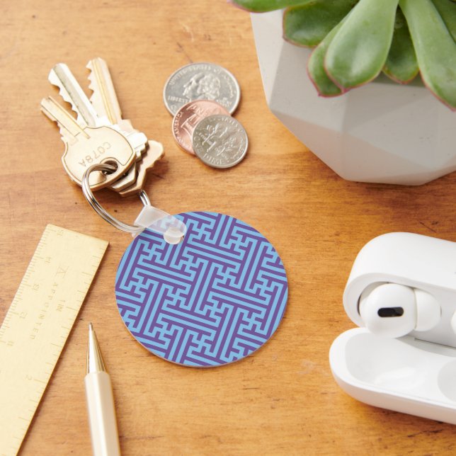 Chaveiro Padrão Sayagata, Japonês, Roxo e Azul (Mesa)