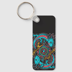Chaveiro Padrão tribal mitologia boho Xolotl Axolote Asteca