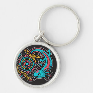 Chaveiro Padrão tribal mitologia boho Xolotl Axolote Asteca