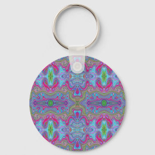 Chaveiro Padrão Trippy Multicolorido Azul Céu Ondulado