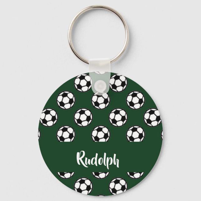 Chaveiro Padrão verde das bolas de futebol (Frente)