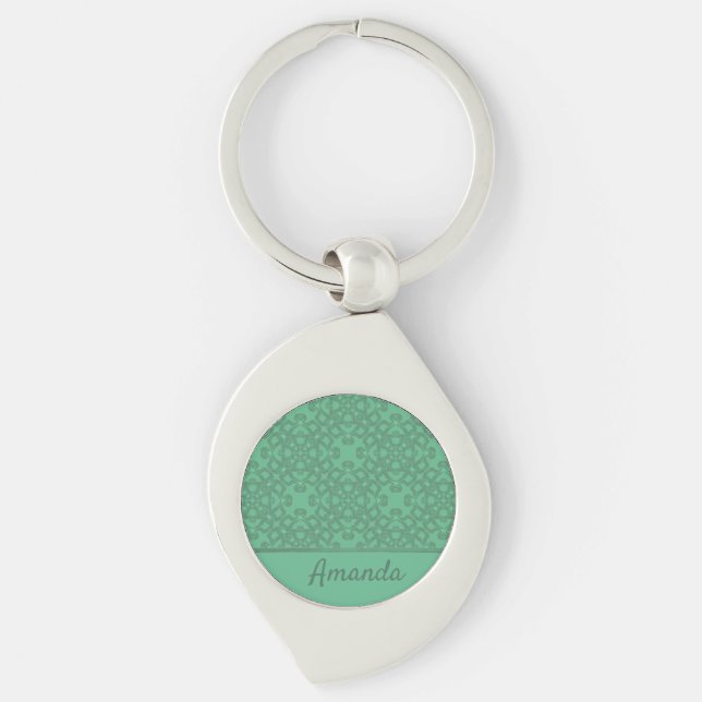Chaveiro Padrão verde-menta personalizado (Frente)