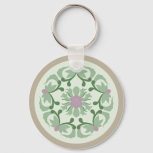 Chaveiro padrão vintage green lotus