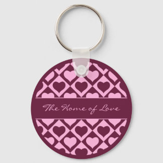 Chaveiro Padrão Xadrez Coração Personalizado Rosa Bordô -
