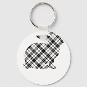 Chaveiro padrão xadrez de coelho, retrô, vintage