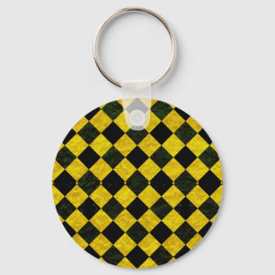 Chaveiro Padrão xadrez preto e amarelo