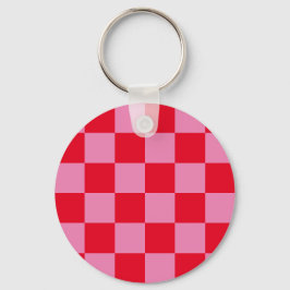 Chaveiro Padrão Xadrez Retro Xadrez Rosa Laranja